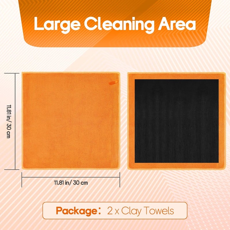 Anglekai 2PCS Clay Towel Auto Detailing, Clay Bar Towel Cloth Auto Detailing for Car (12 x 12 in) (Orange) - Image 2